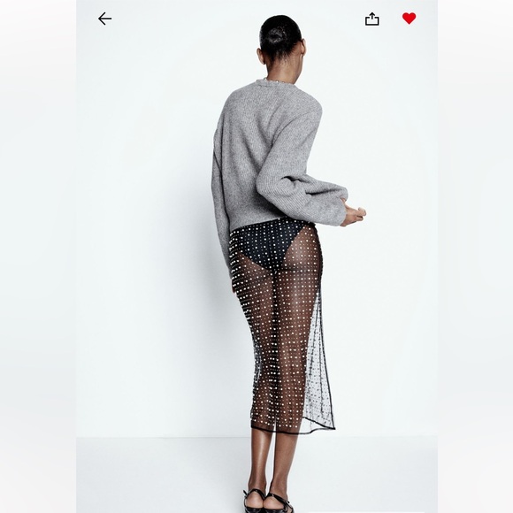 H&M bead embellished rib knit cardigan Grey/ silver NWT - Picture 3 of 5